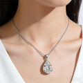 Silver-Tone Pear-Cut Solitaire Pendant Necklace
