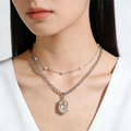 Silver-Tone Layered Crystal & Pearl Choker Necklace